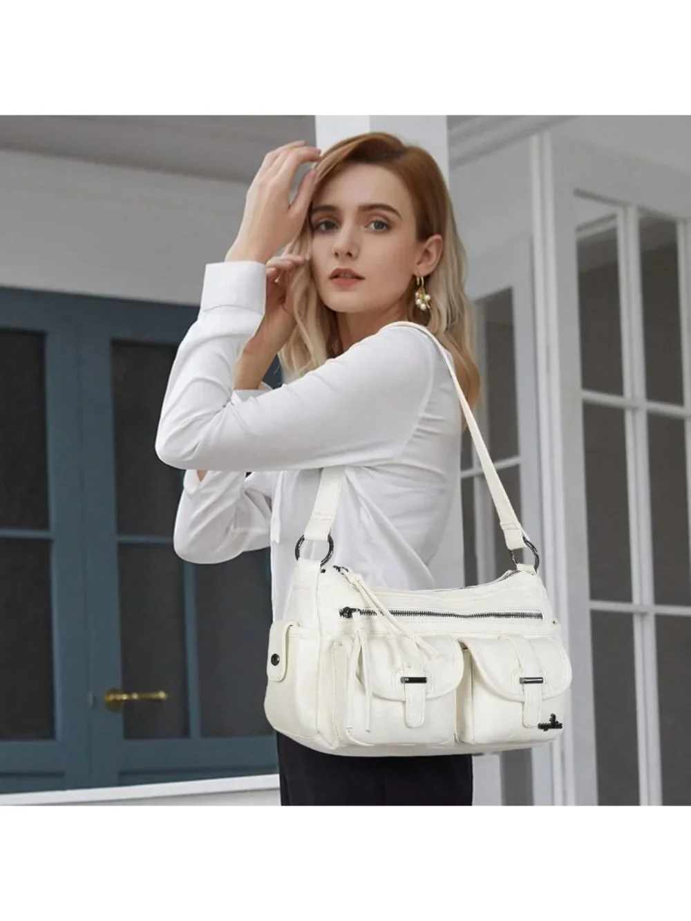 Stylish Multi-Pocket Hobo Crossbody Bag for Women with Adjustable Strap